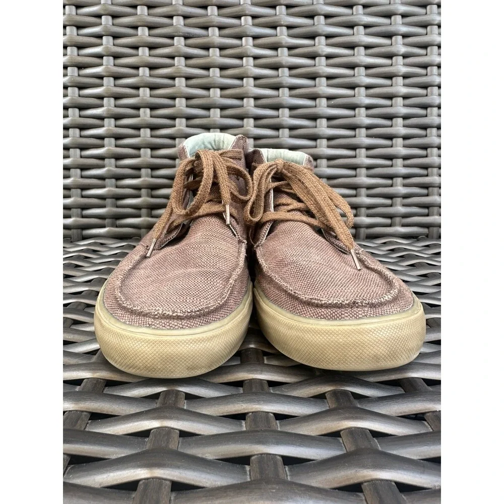 Sanuk Sea Mid Dark Brown Canvas Chukka Boat Shoes Men's Size 10
